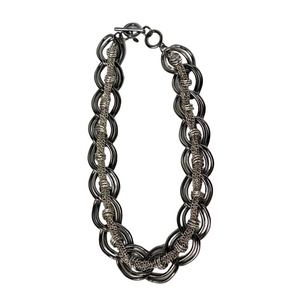 Vintage Premier Designs double link necklace gunmetal toned Women’s jewelry